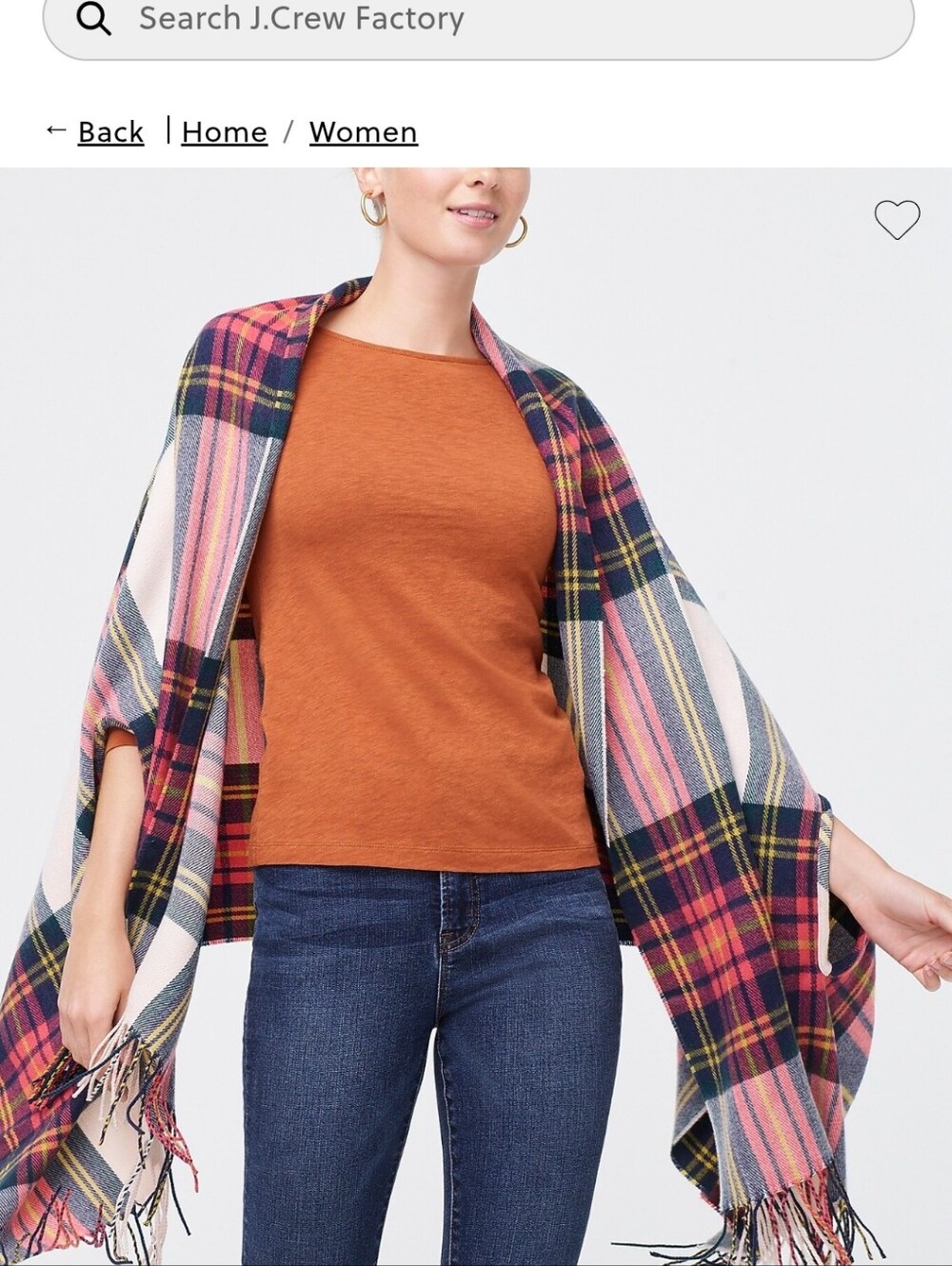 J. Crew White Juniper Plaid Cape Scarf